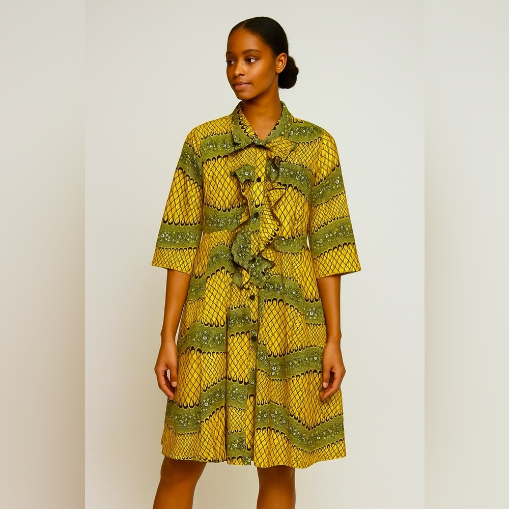 Gazelle African Inspired Patterned Jacket with Gold and Black Lines XL